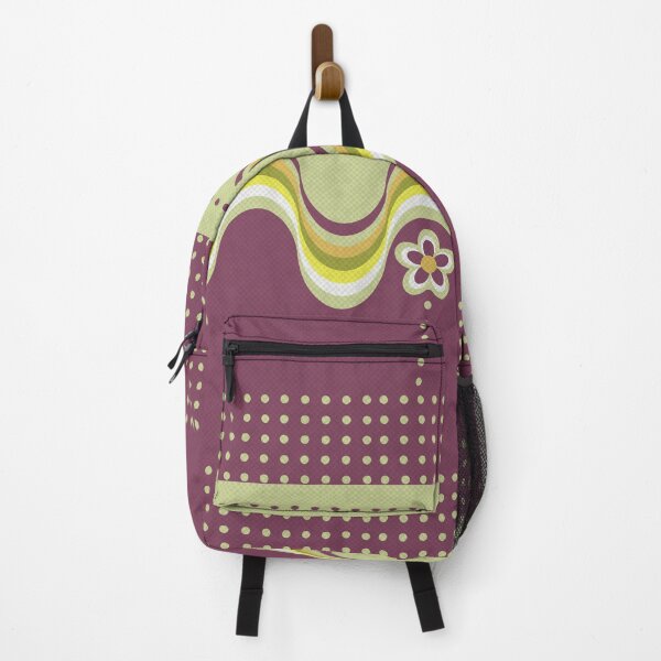 Aperçu de l'œuvre Motif floral géométrique ondulé moderne et rétro violet et vert créée et vendue par TackyTime.
