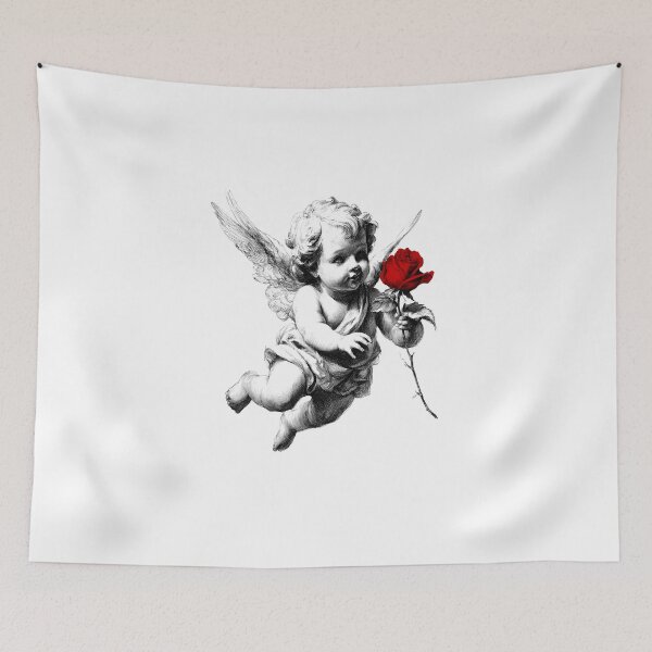 Item preview, Cherub Angel with Rose T-Shirt - Spiritual Religious Angel Art Gift designed and sold by Gaviani Design Studio.