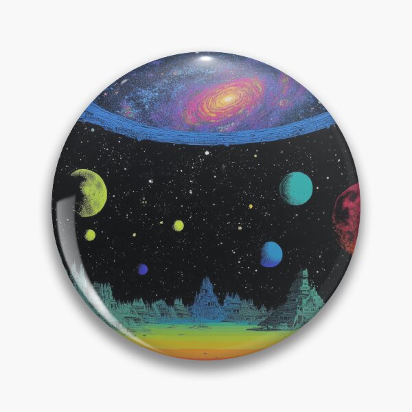 Item preview, Retro Sci-Fi Alien World | Cosmic Blacklight Poster | Ancient Ruins & Planets designed and sold by BlissxPals.