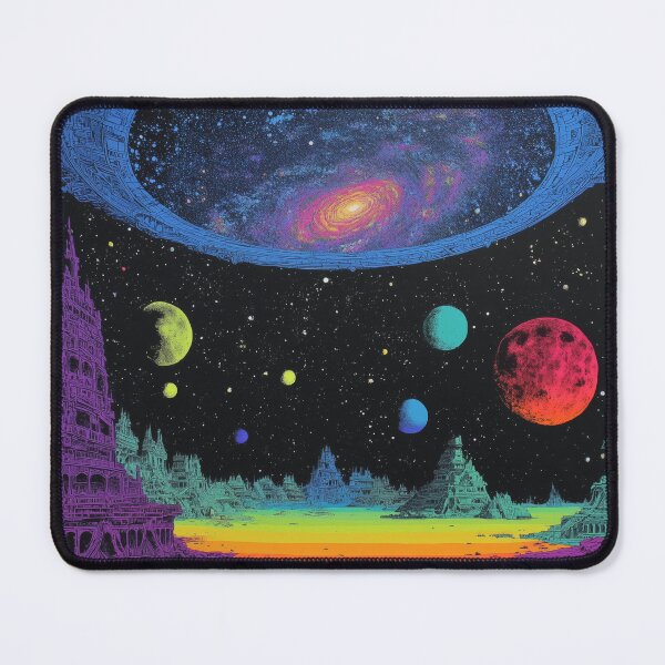 Item preview, Retro Sci-Fi Alien World | Cosmic Blacklight Poster | Ancient Ruins & Planets designed and sold by BlissxPals.