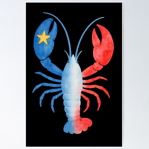 Item preview, Acadian Flag Lobster Maritime Pride Blue, White & Red Lobster Flag for L'Acadie designed and sold by TheTrendsDesk.