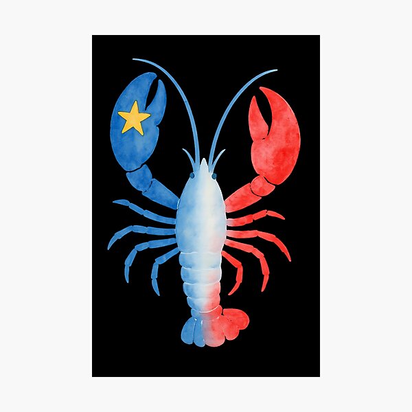 Item preview, Acadian Flag Lobster Maritime Pride Blue, White & Red Lobster Flag for L'Acadie designed and sold by TheTrendsDesk.