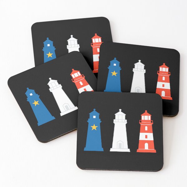 Item preview, Acadian Flag Lighthouses Maritime Blue, White & Red Lighthouses for L'Acadie designed and sold by TheTrendsDesk.