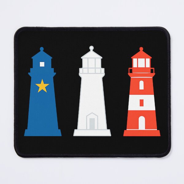 Item preview, Acadian Flag Lighthouses Maritime Blue, White & Red Lighthouses for L'Acadie designed and sold by TheTrendsDesk.