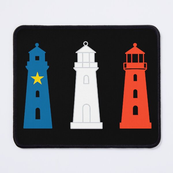 Item preview, Acadian Flag Lighthouses Maritime Blue, White & Red Lighthouses for L'Acadie designed and sold by TheTrendsDesk.