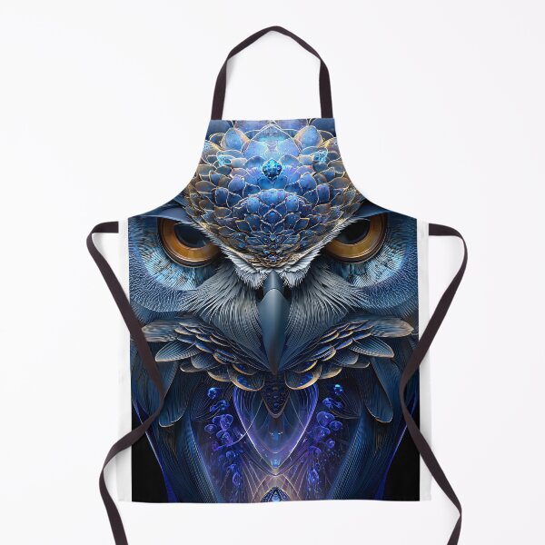 Item preview, Intricate Blue Owl with Fractal Patterns and Eyes designed and sold by Artessie.