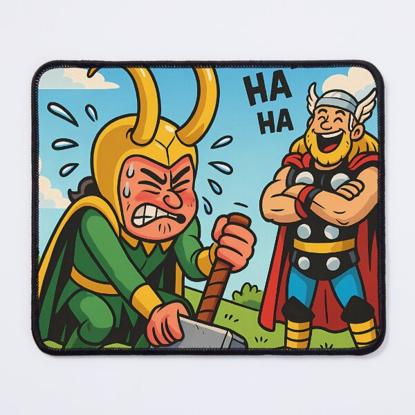 Item preview, Loki trying to lift Mjölnir designed and sold by NorseDrip.