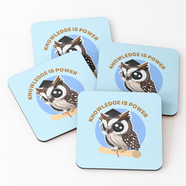 Item preview, Cute Wise Owl Art, Knowledge Is Power Quote with Graduation Cap and Diploma Illustration designed and sold by JWSmile.