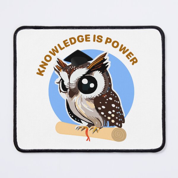 Item preview, Cute Wise Owl Art, Knowledge Is Power Quote with Graduation Cap and Diploma Illustration designed and sold by JWSmile.