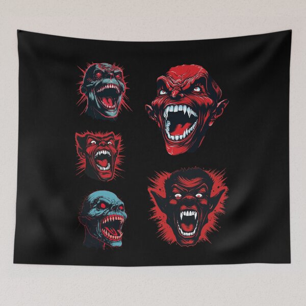 Item preview, Ghoul Demon Heads baring teeth horror demons Horror for Halloween designed and sold by TheTrendsDesk.