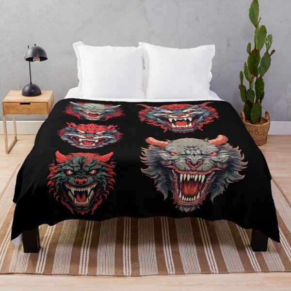 Item preview, Five Japanese Oni Demon Heads stickers Horror for Halloween designed and sold by TheTrendsDesk.
