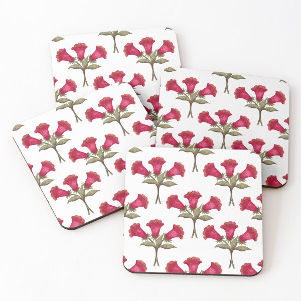Item preview, pattern with pink flowers digitalis purpurea on a white background on a white background. Hand drawn designed and sold by Grin Katalina Floral Patterns & Cozy Art.
