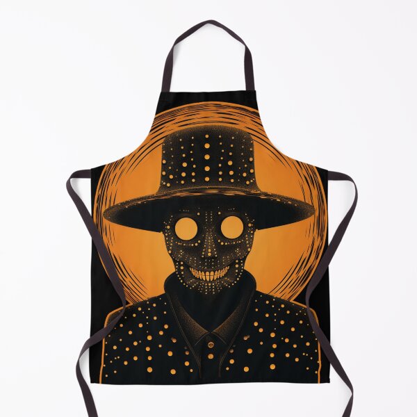 Item preview, Black and Orange Skeleton wearing hat Horror for Halloween designed and sold by TheTrendsDesk.