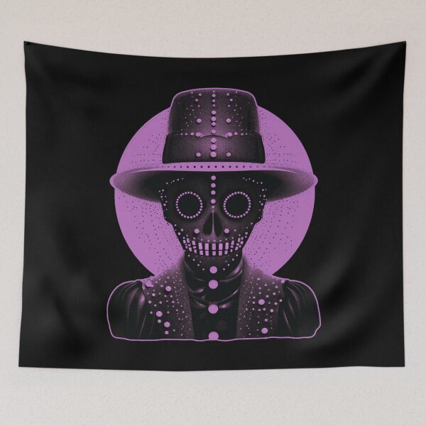 Item preview, Purple Skeleton like head wearing a hat Halloween Horror designed and sold by TheTrendsDesk.