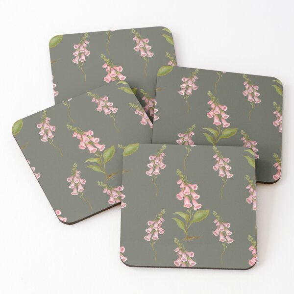 Item preview, Digitalis purpurea. Seamless pattern with pink flowers digitalis purpurea. Hand painted botanical print designed and sold by Grin Katalina Floral Patterns & Cozy Art.