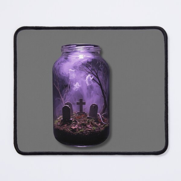 Item preview, Halloween Cemetery in a Jar Illustration – Spooky Ghosts, Purple Mist, Magical Micro Scene for Apparel and Gifts designed and sold by Mintiko2.