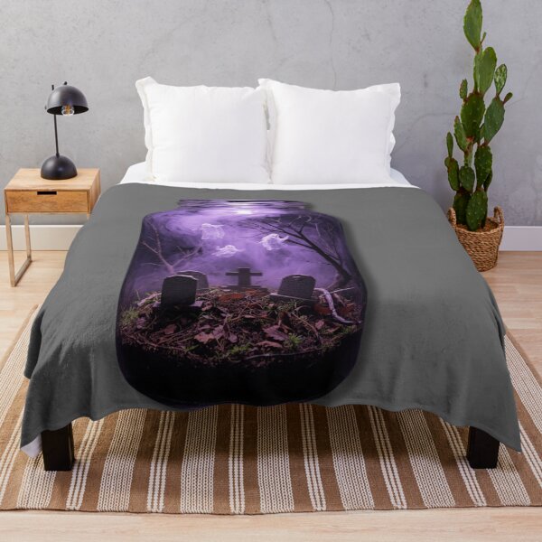 Item preview, Halloween Cemetery in a Jar Illustration – Spooky Ghosts, Purple Mist, Magical Micro Scene for Apparel and Gifts designed and sold by Mintiko2.