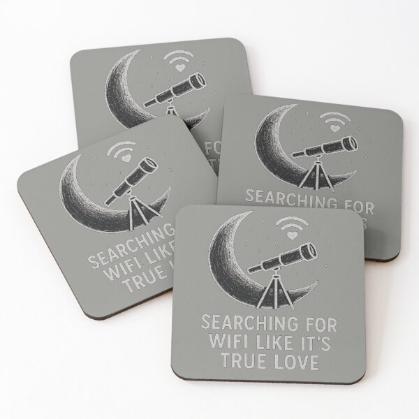 Item preview, Searching for Wifi Like True Love – Funny Chalk Style Moon & Telescope Design designed and sold by KDesignCrafts.