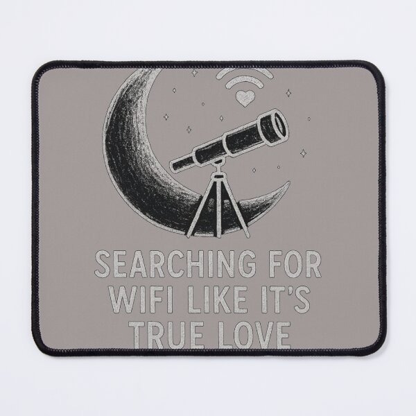 Item preview, Searching for Wifi Like True Love – Funny Chalk Style Moon & Telescope Design designed and sold by KDesignCrafts.