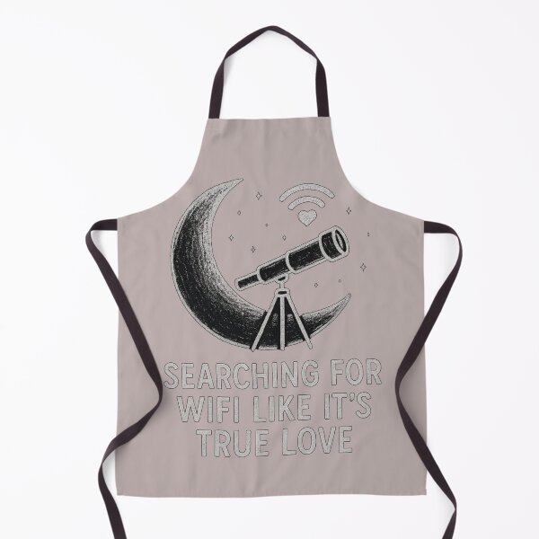 Item preview, Searching for Wifi Like True Love – Funny Chalk Style Moon & Telescope Design designed and sold by KDesignCrafts.