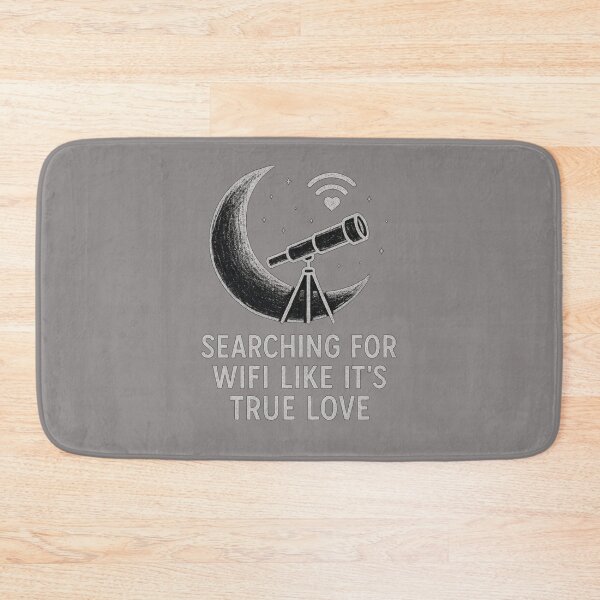 Item preview, Searching for Wifi Like True Love – Funny Chalk Style Moon & Telescope Design designed and sold by KDesignCrafts.