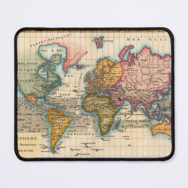 Item preview, World Map 1700s Antique Vintage Hemisphere Continents Geography designed and sold by antiqueart.