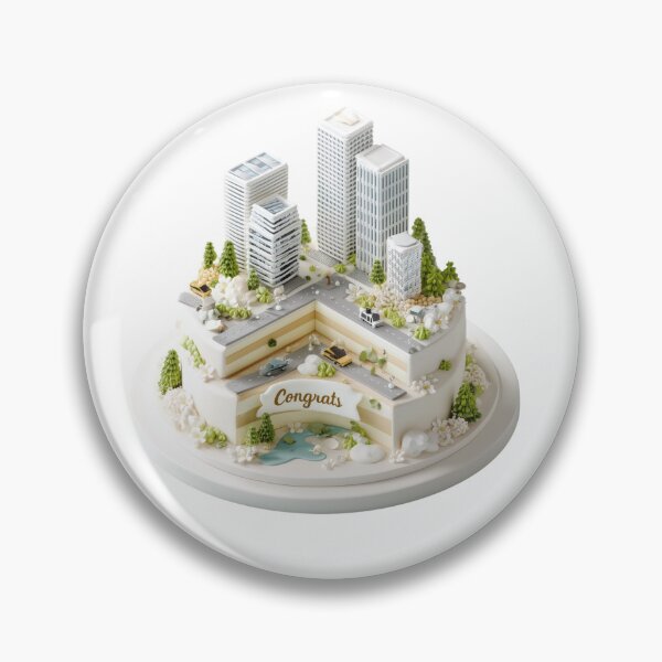 Item preview, Tiered cake shaped like city skyline with skyscrapers designed and sold by DadGenX.