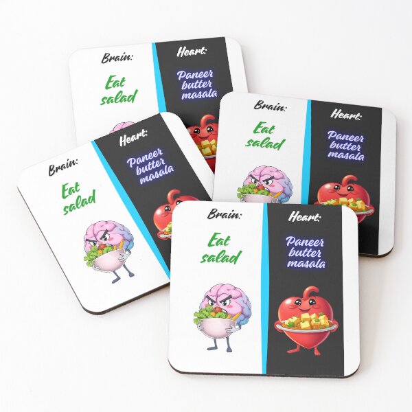 Item preview, Brain vs Heart – Eat Salad or Paneer Butter Masala Funny Poster designed and sold by Red White Blue Studio.