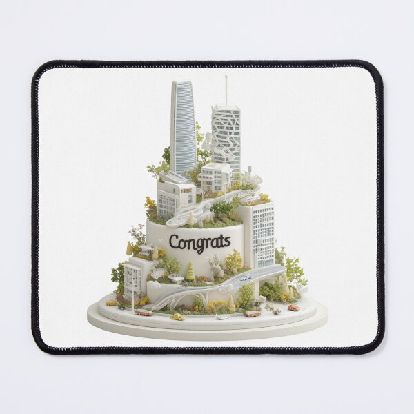 Item preview, Tiered cake shaped like city skyline with skyscrapers designed and sold by DadGenX.
