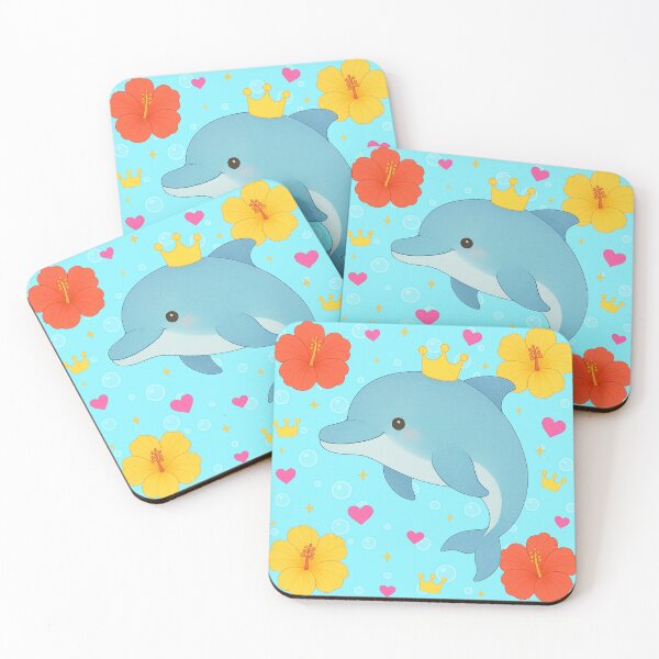 Item preview, Dolphin with Hibiscus - Blue designed and sold by HIMEKARI.