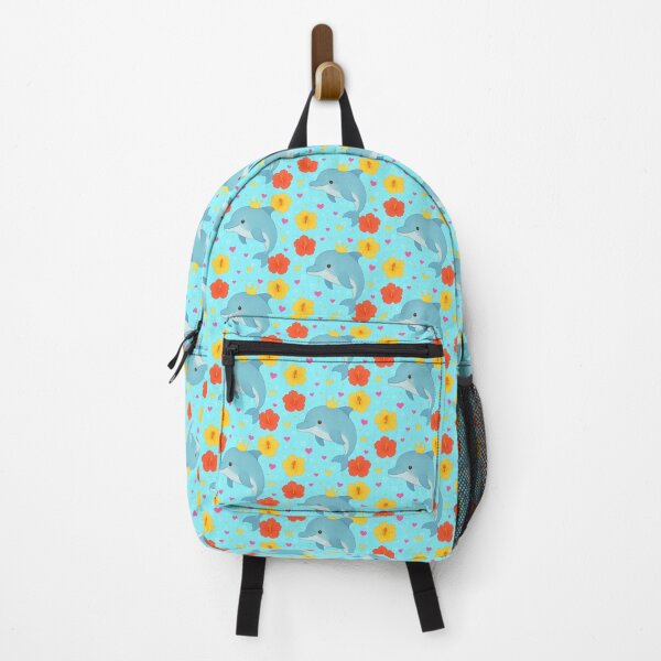 Item preview, Dolphin with Hibiscus - Blue designed and sold by HIMEKARI.