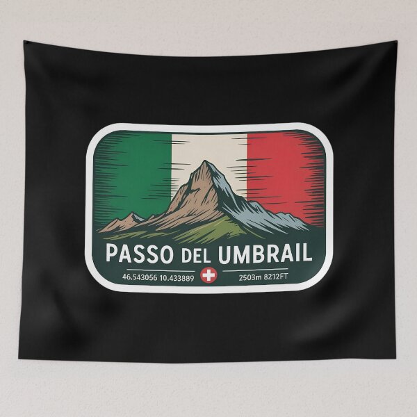 Item preview, Passo del Umbrail Sticker – Switzerland Italy Flag Badge with Coordinates & Elevation designed and sold by VividOrganica.
