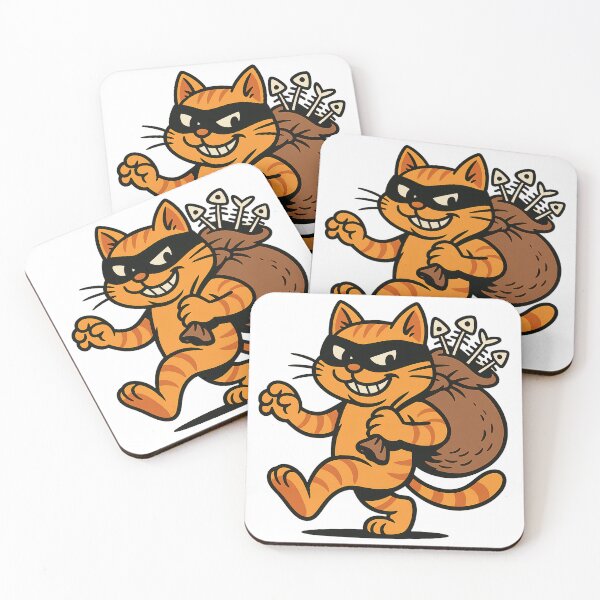 Item preview, Cat Burglar – Sneaky Fish Bone Thief designed and sold by Monty Prints Studio.