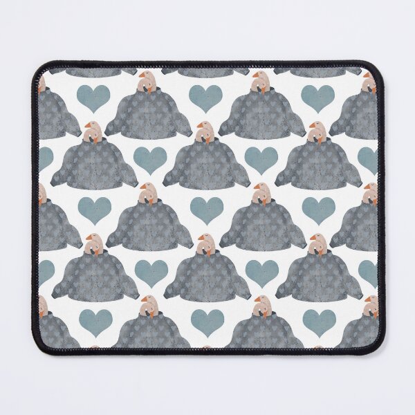 Item preview, Seamless pattern with cute geese in blue sweaters and blue hearts.Hand drawn print designed and sold by Grin Katalina Floral Patterns & Cozy Art.
