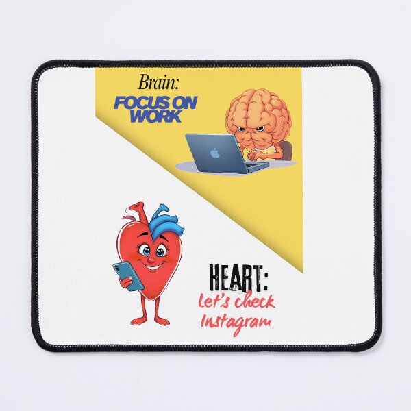 Item preview, Brain vs Heart – Work vs Instagram Funny Poster designed and sold by Red White Blue Studio.