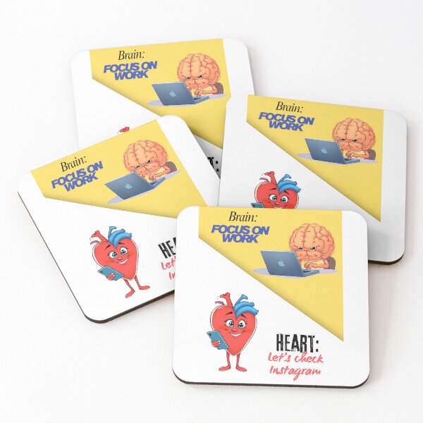 Item preview, Brain vs Heart – Work vs Instagram Funny Poster designed and sold by Red White Blue Studio.