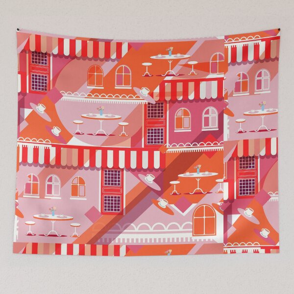Item preview, European street modern café restaurant poster Contemporary Art designed and sold by sofiartmedia.