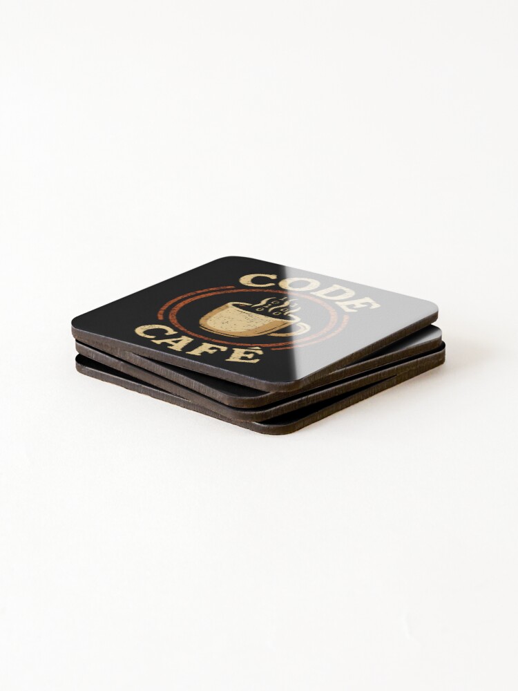 Thumbnail 4 of 5, Coasters (Set of 4), Retro Code Cafe Coffee Shirt for Programmers designed and sold by SpringbokCreate.