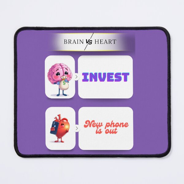 Item preview, Brain vs Heart – Invest or New Phone Funny Poster designed and sold by Red White Blue Studio.
