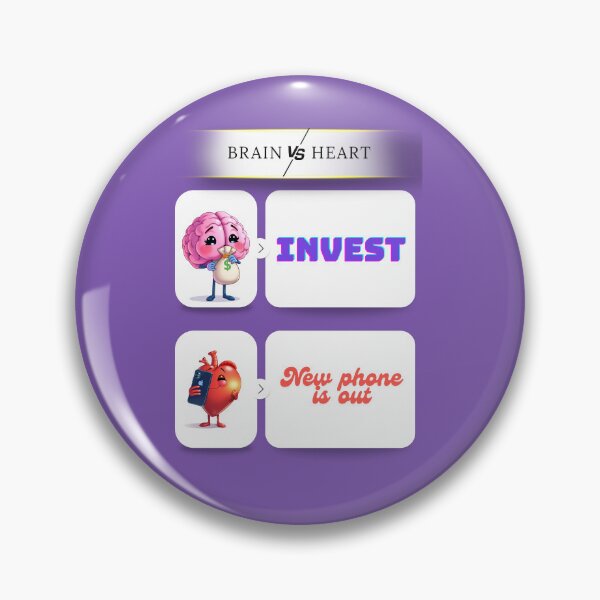 Item preview, Brain vs Heart – Invest or New Phone Funny Poster designed and sold by Red White Blue Studio.