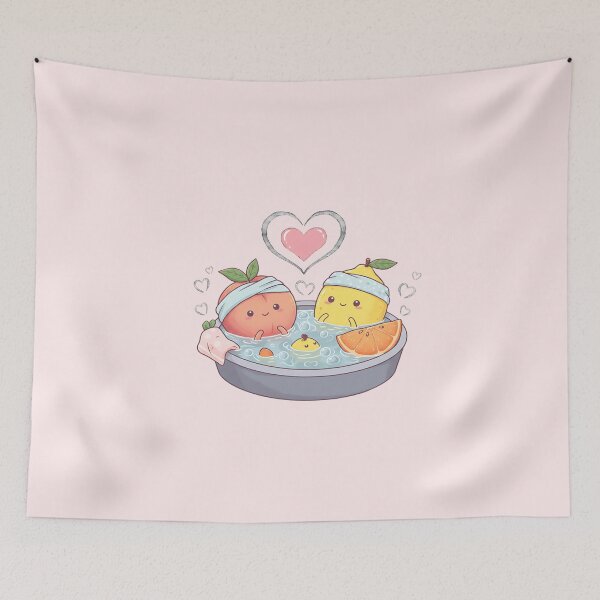 Item preview, Kawaii Pastel Fruits Relaxing in Steam Bath designed and sold by Itsheartshop.