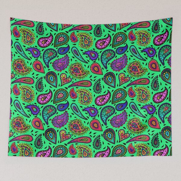 Item preview, Bright Green Paisley Multicolor Beautiful Repeating Pattern designed and sold by CheriesArt.