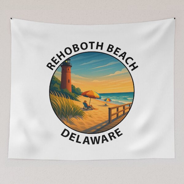 Item preview, Rehoboth Beach Delaware Travel Poster – Coastal Wall Art & Stickers USA designed and sold by inkNext.