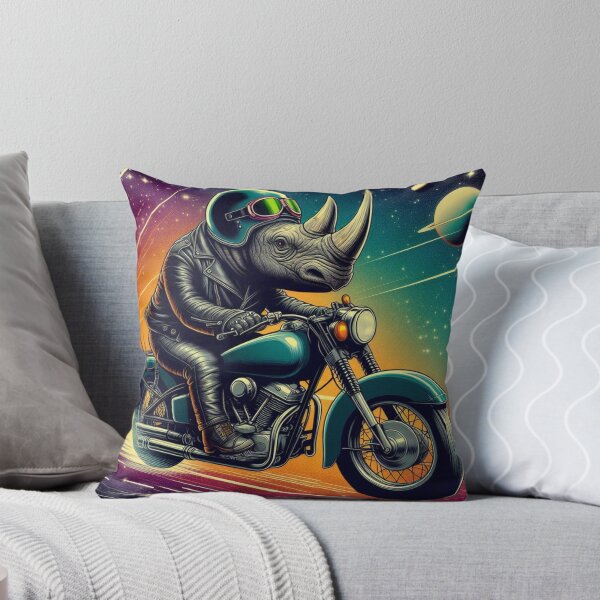 Item preview, Rhino riding old motorcycle in space designed and sold by Dogandesighn.