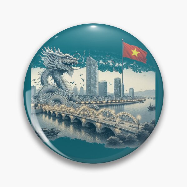 Item preview, Dragon Bridge Vietnam 3D Panorama with Flag , designed and sold by PaintMeWorld.