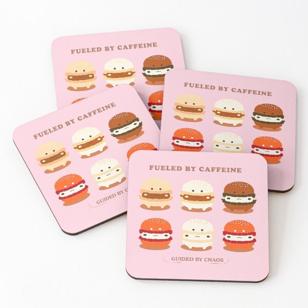 Item preview, Fueled by Caffeine – Macaron Monsters Pastel Pink Edition designed and sold by bugnoodle™ .
