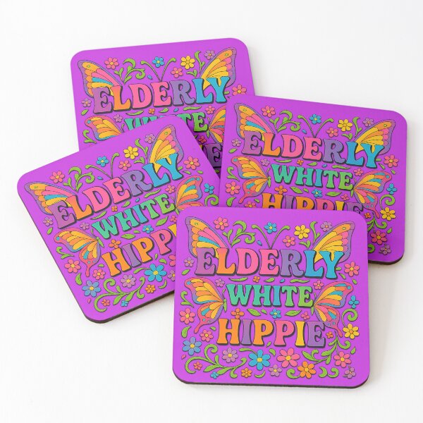 Item preview, Elderly White Hippie Retro Flower Power Design designed and sold by LunaSpellStudio.