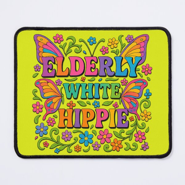 Item preview, Elderly White Hippie Retro Flower Power Design designed and sold by LunaSpellStudio.