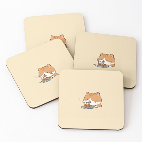 Item preview, Minimal Cat Eating Spaghetti – Cute Food designed and sold by hiraum.