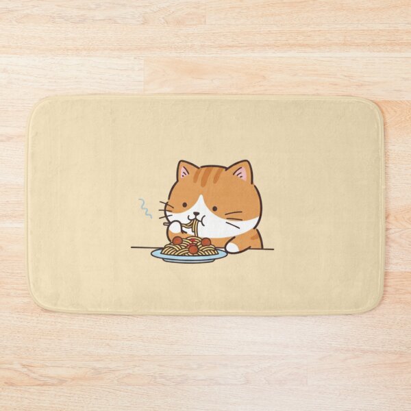 Item preview, Minimal Cat Eating Spaghetti – Cute Food designed and sold by hiraum.